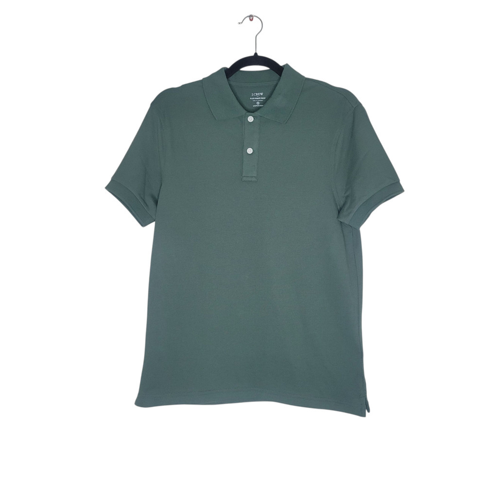 J.Crew Polo Shirt Mens Small Green Untucked Flex Piqué Cotton Blend Preppy